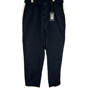 NWT All Saints Mens Black Wide Tapered Fit Elastic Waist Pismo Trouser Size 34